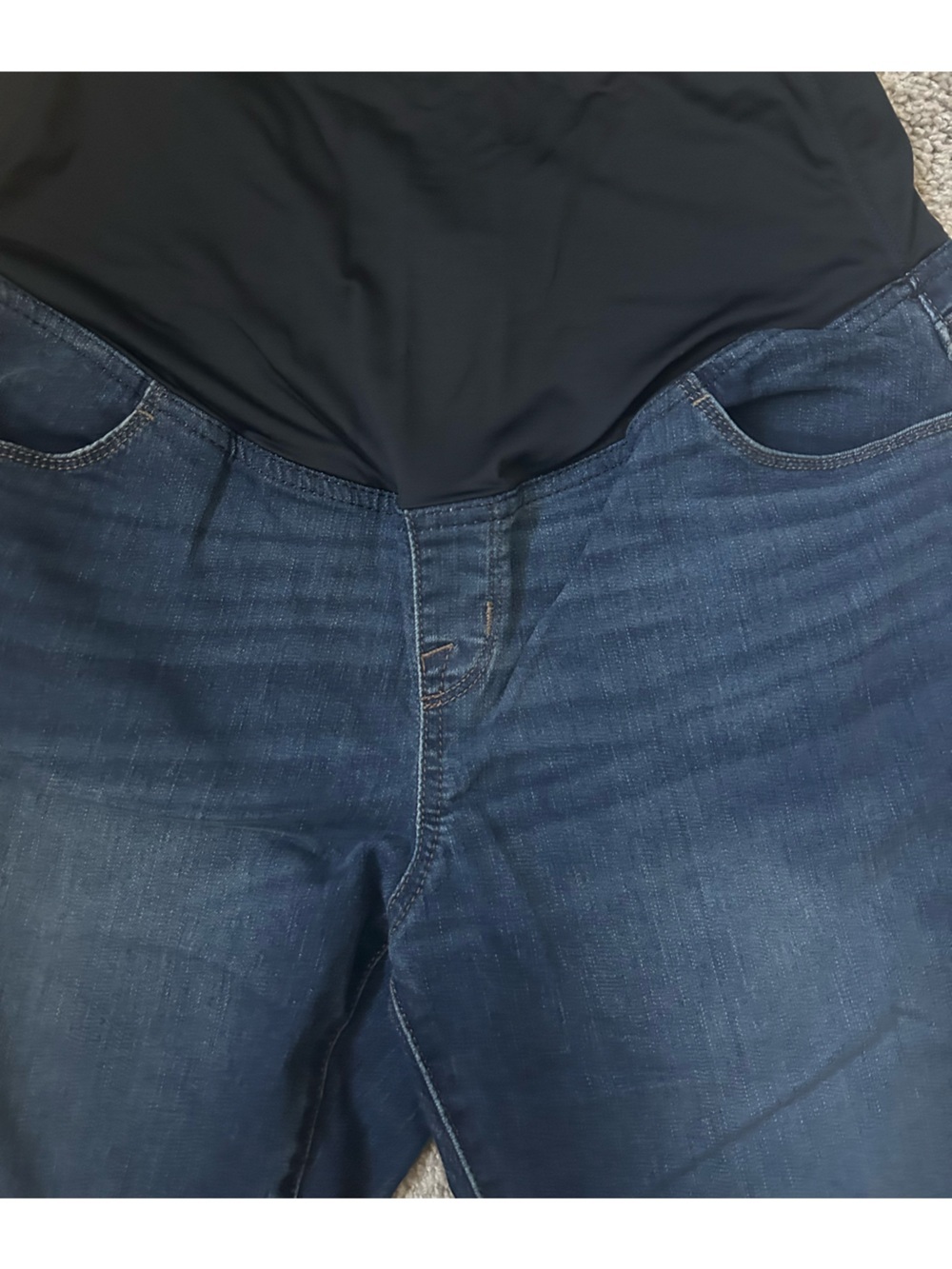 Ingrid & Isabel Blue Maternity Skinny Jeans with Black Waist Panel - Picture 2 of 3